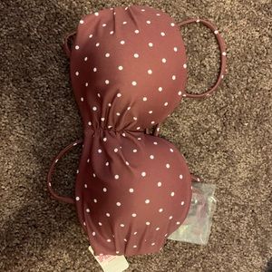 Pink Swim Pushup bandeau top with strap